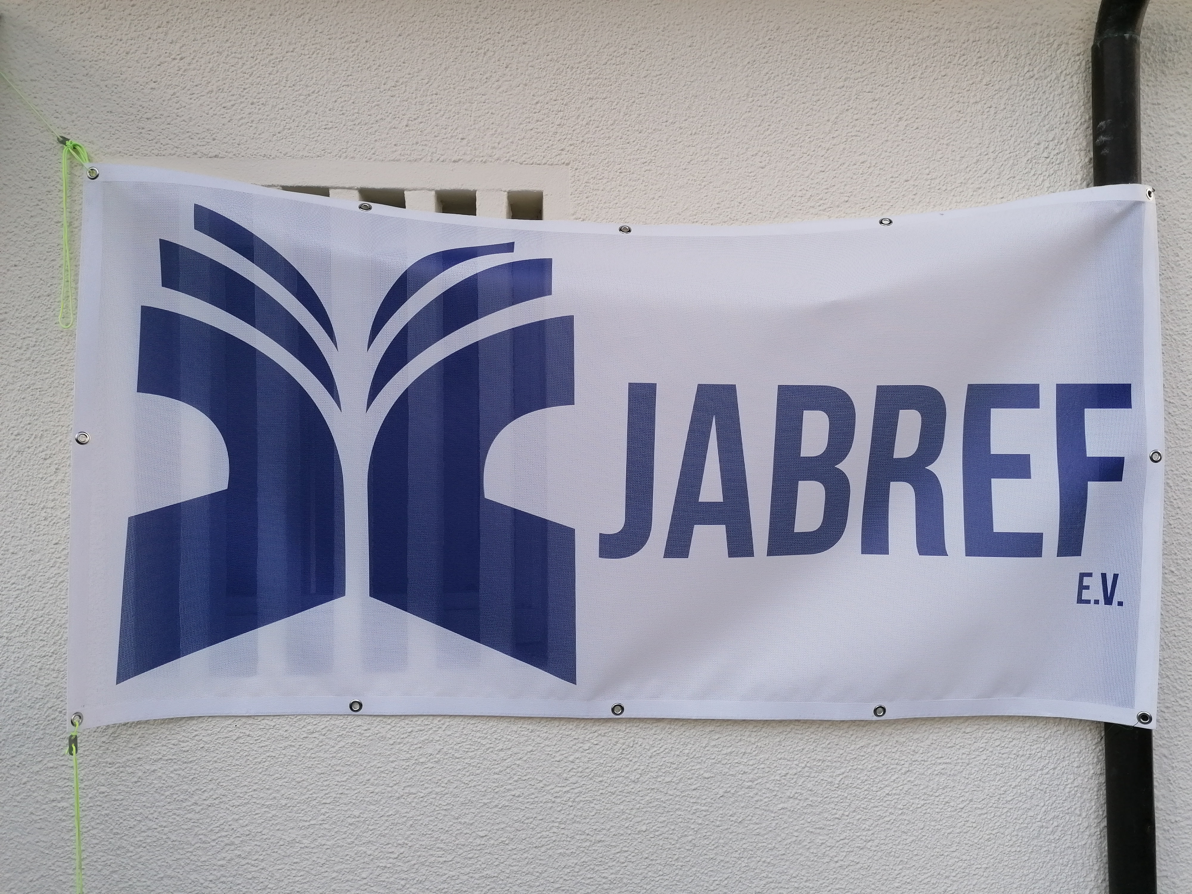 JabRef e.V. Flag at a wall